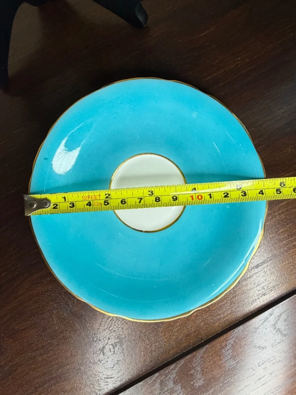 Vintage Aynsley Turquoise Teacup Saucer Set B5304 Cabbage Rose Gold Gilt 1960s